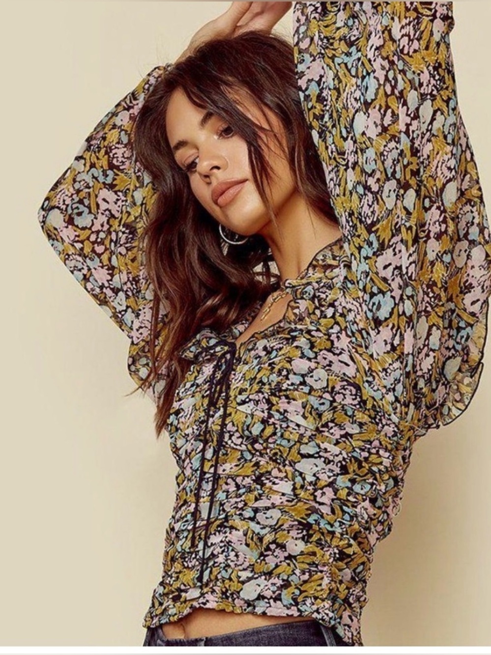 Free People Mabel Printed Blouse Size XS - Picture 6 of 16